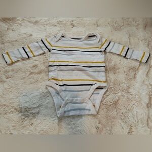 Baby Gap Blue and Orange Striped White Bodysuit